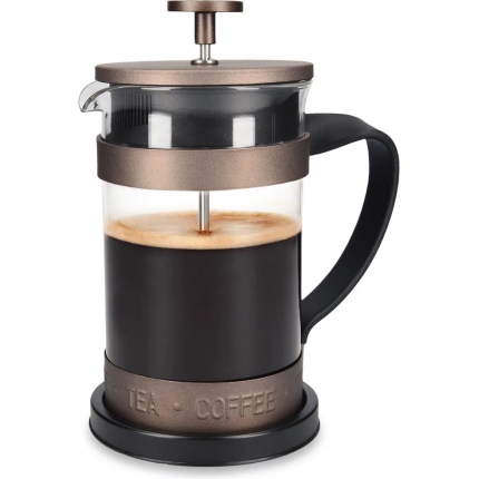 NAVARIS French Press Kaffeekanne, 600ml, Edelstahl/Borosilikatglas